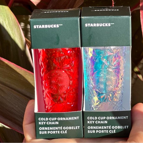 New Starbucks 2023 Holiday Red Unicorn Prism Mini Tumblers Keychains Ornaments - Picture 2 of 2